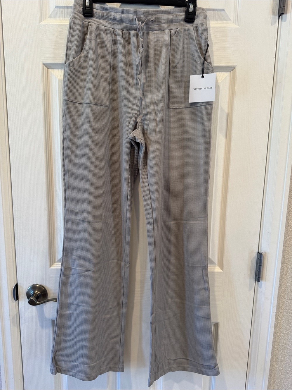 Large Painted Threads Light Gray Waffle Knit Drawstring Joggers NWT